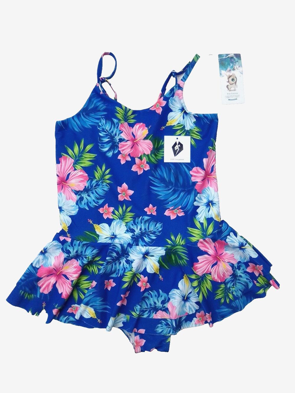 Poly Unicorn Girl's Ruffle Skirt Adjustable Straps Swim Suit Size 120